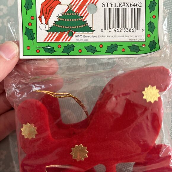 country silk by misco flocked sleigh Christmas tree Holiday ornaments 4 Pack - Picture 5 of 5